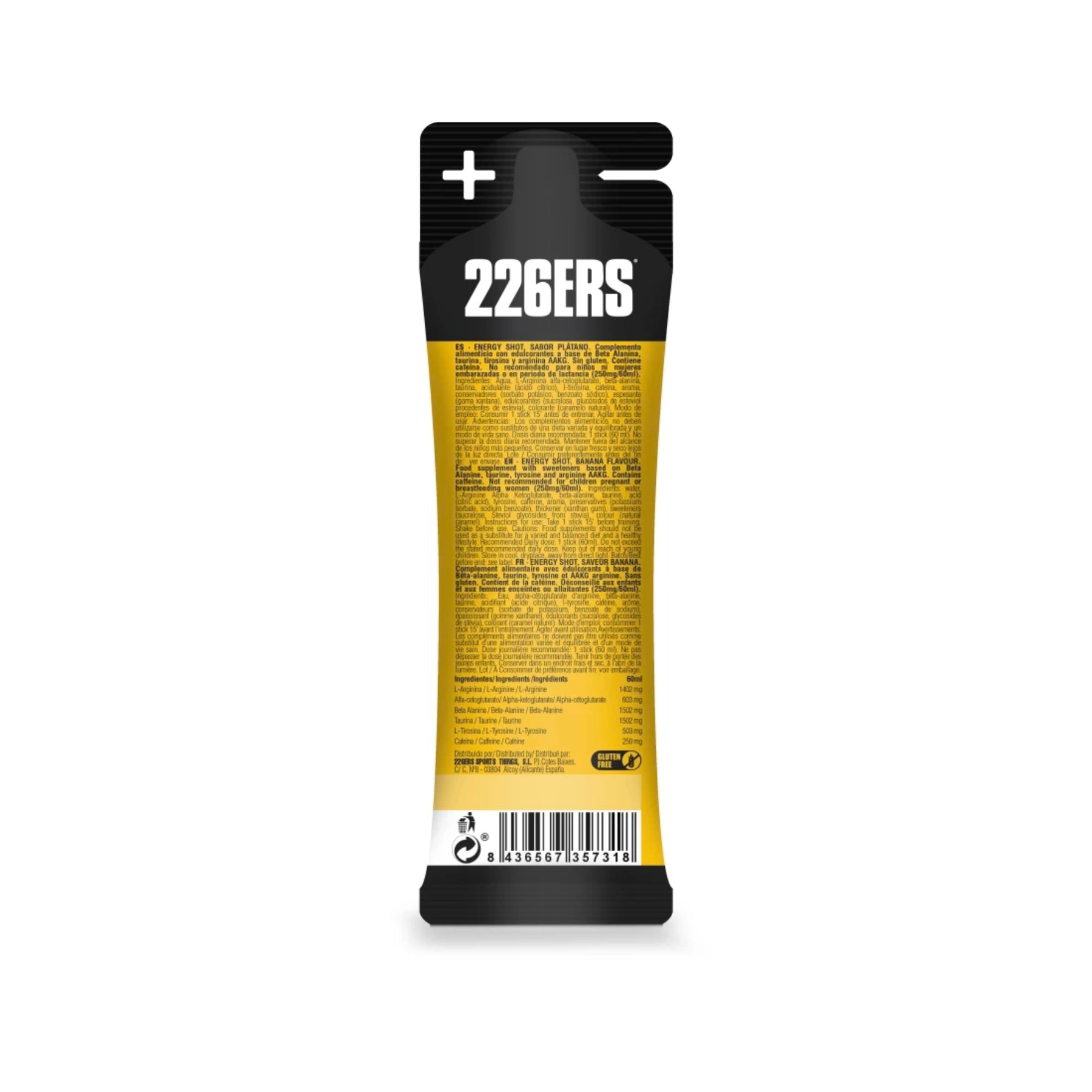 226ers Energy Shot Stick 60ml Banana Xtrem 250mg Caff