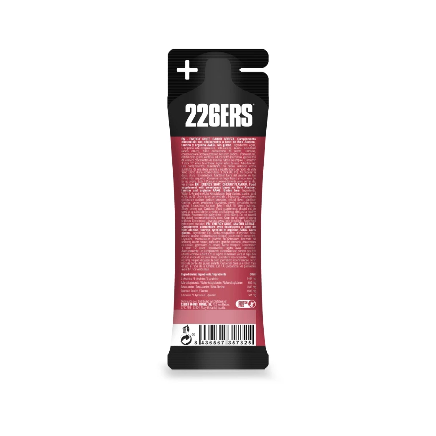 226ers Energy Shot Stick 60ml Cherry Zero No Caff