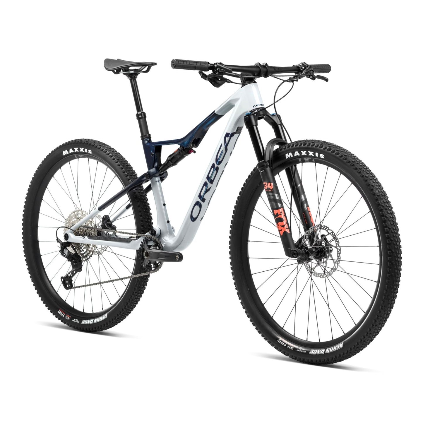 Bicicleta Orbea Oiz M30 2024 Halo Silver-Blue Carbon View