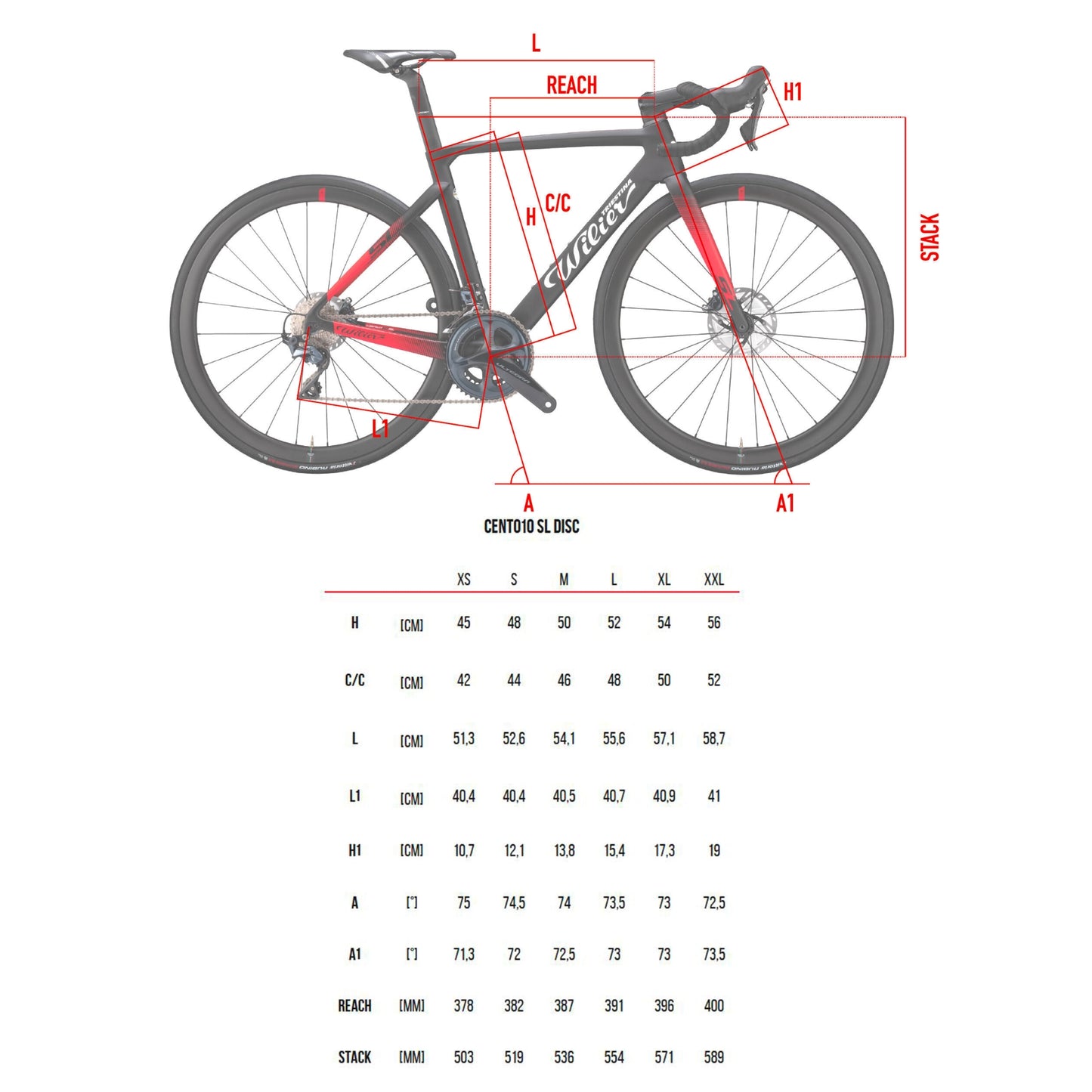 Bicicleta Wilier Triestina Cento10 Sl Disc Ultegra Size Chart