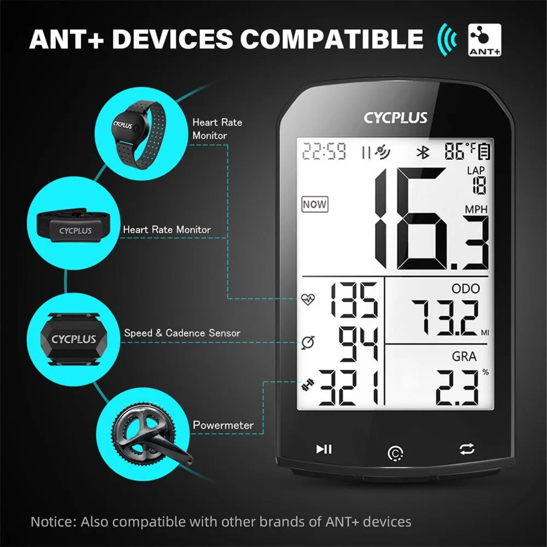 Ciclocomputador GPS Cycplus M1