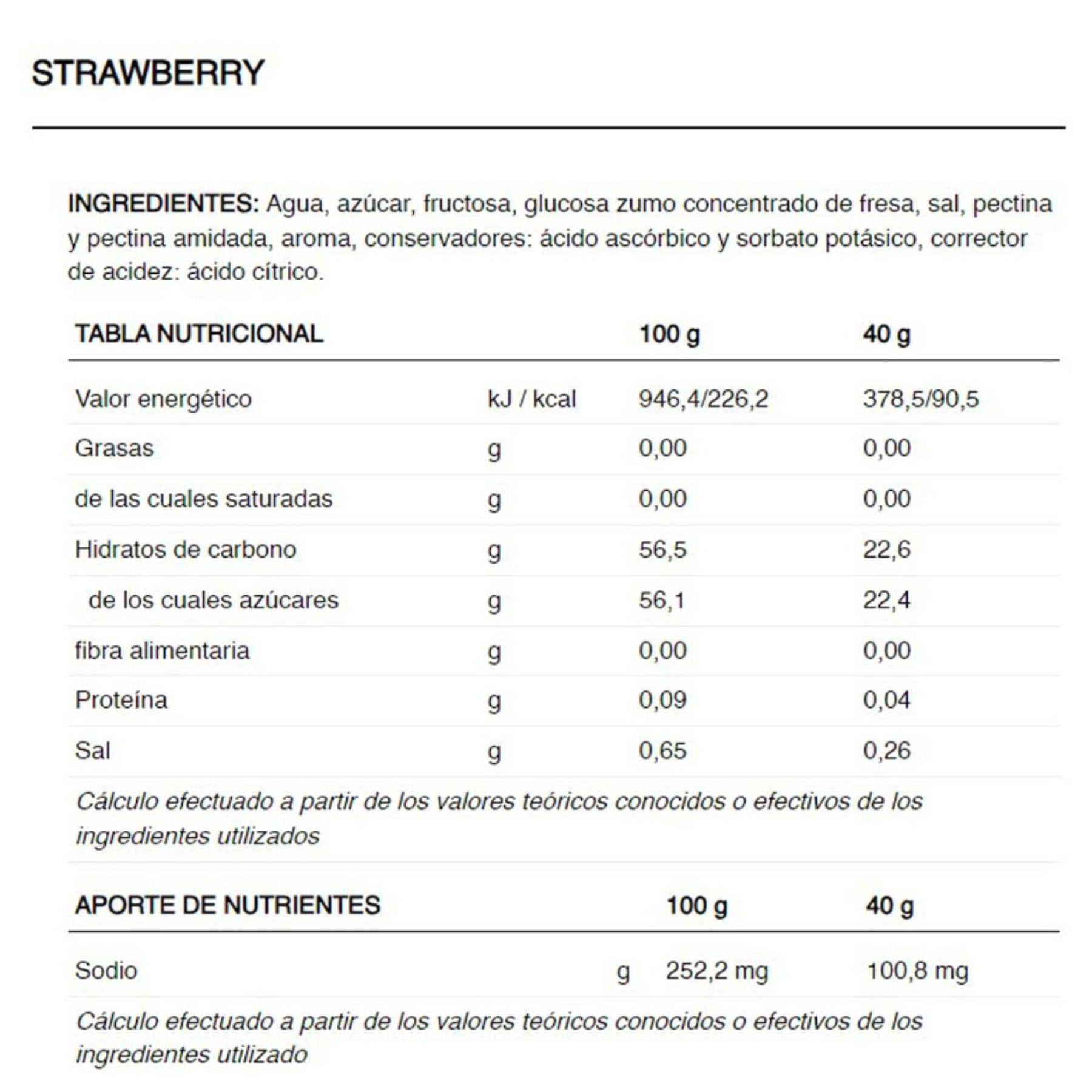 Gel 226ers Hydrajelly 40g Strawberry-Ingredients