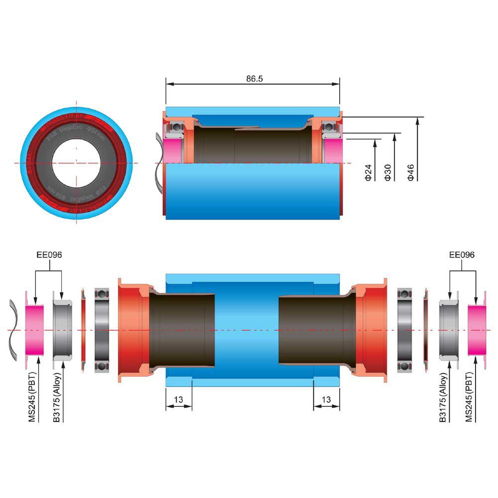 Adaptador Fsa Pedalier De Pf30 A Megaexo 24mm